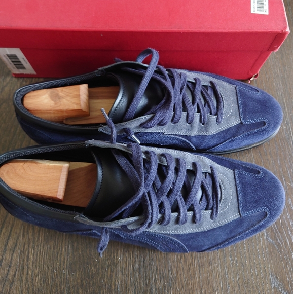Preowned Salvatore Ferragamo blue suede sneakers US 12 - Excellent Condition - Picture 2 of 6